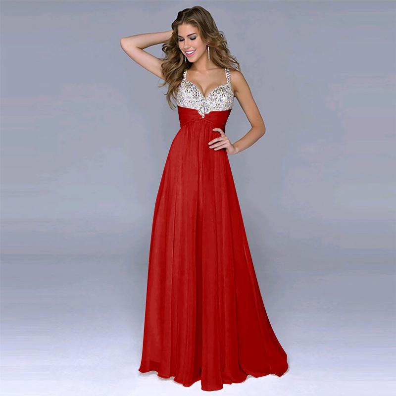Pleated Straps Sequined Ruched Long Prom Dress