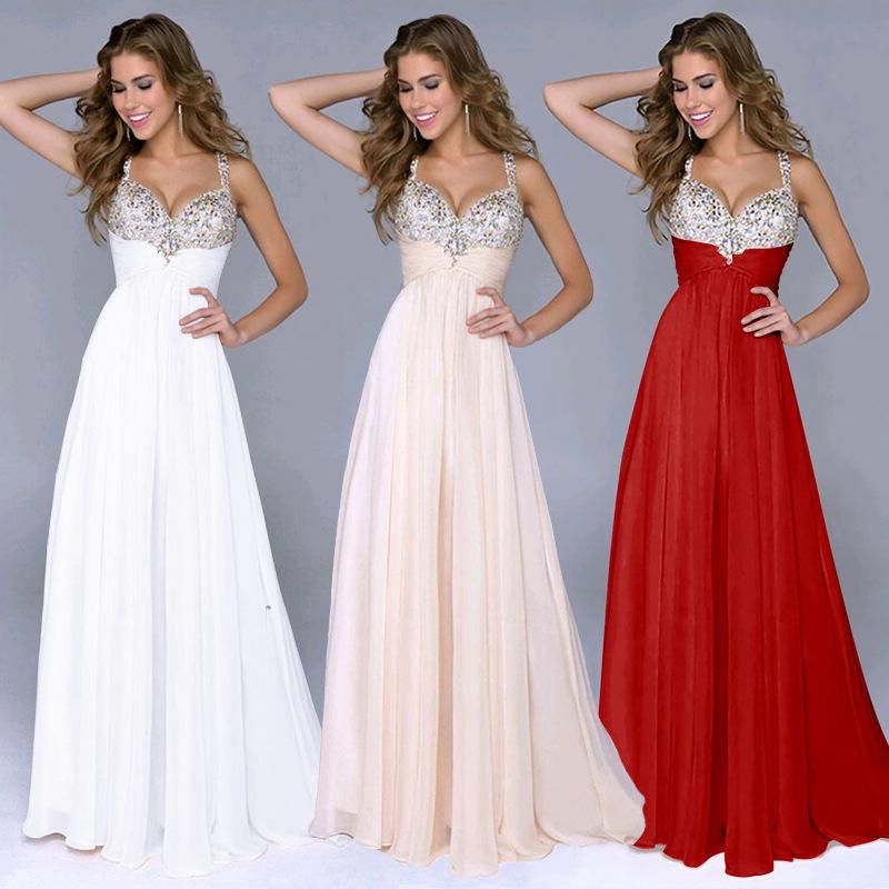 Pleated Straps Sequined Ruched Long Prom Dress