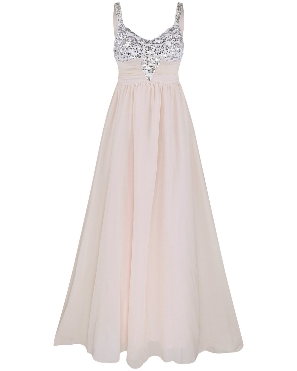 Pleated Straps Sequined Ruched Long Prom Dress