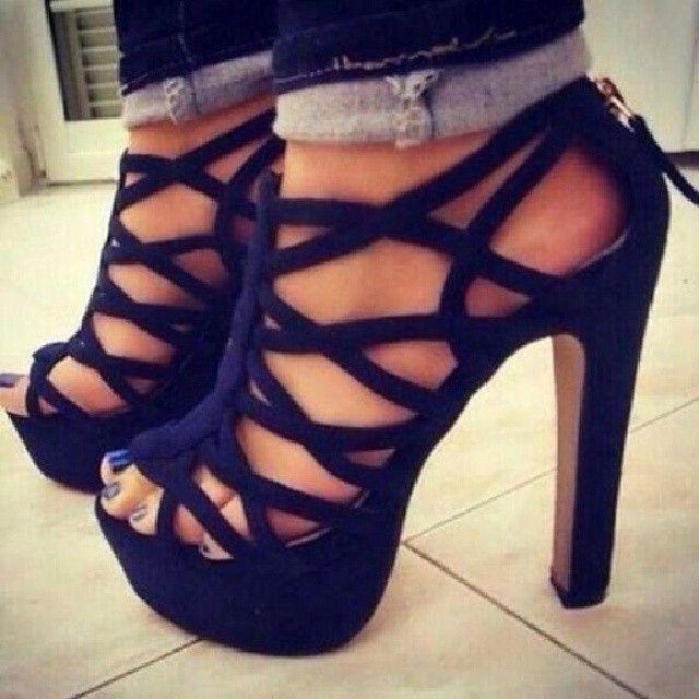 Suede Cut-Outs Chunky Heel Sandals