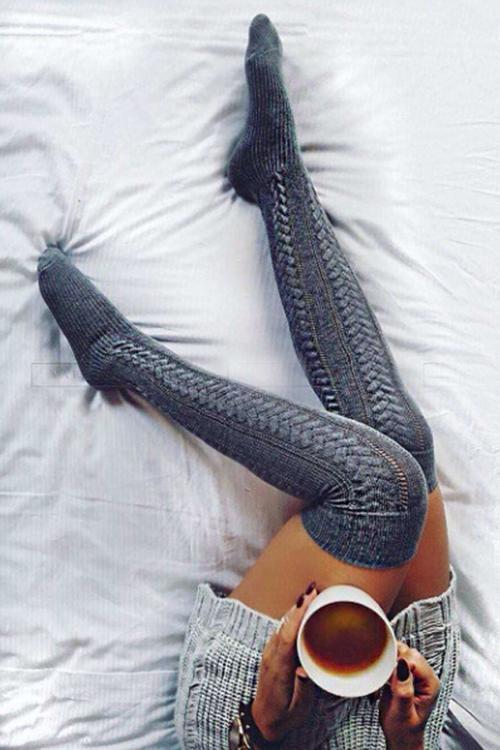 FISH BONE OVER KNEE HIGH STOCKING