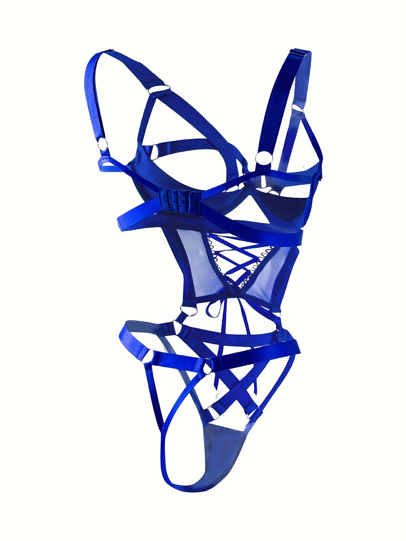 1PC WOMEN'S FASHION HOMEWEAR BODYSUIT WITH CROSS STRAPS & CUT-OUT DESIGN - BLUE, ADJUSTABLE STRAPS, TIGHT-FITTING, PERFECT FOR INTIMATE ENTERTAINMENT, INTIMATE ENTERTAINMENT ATTIRE|SLEEK HOMEWEAR|ADJUSTABLE STRAPS
