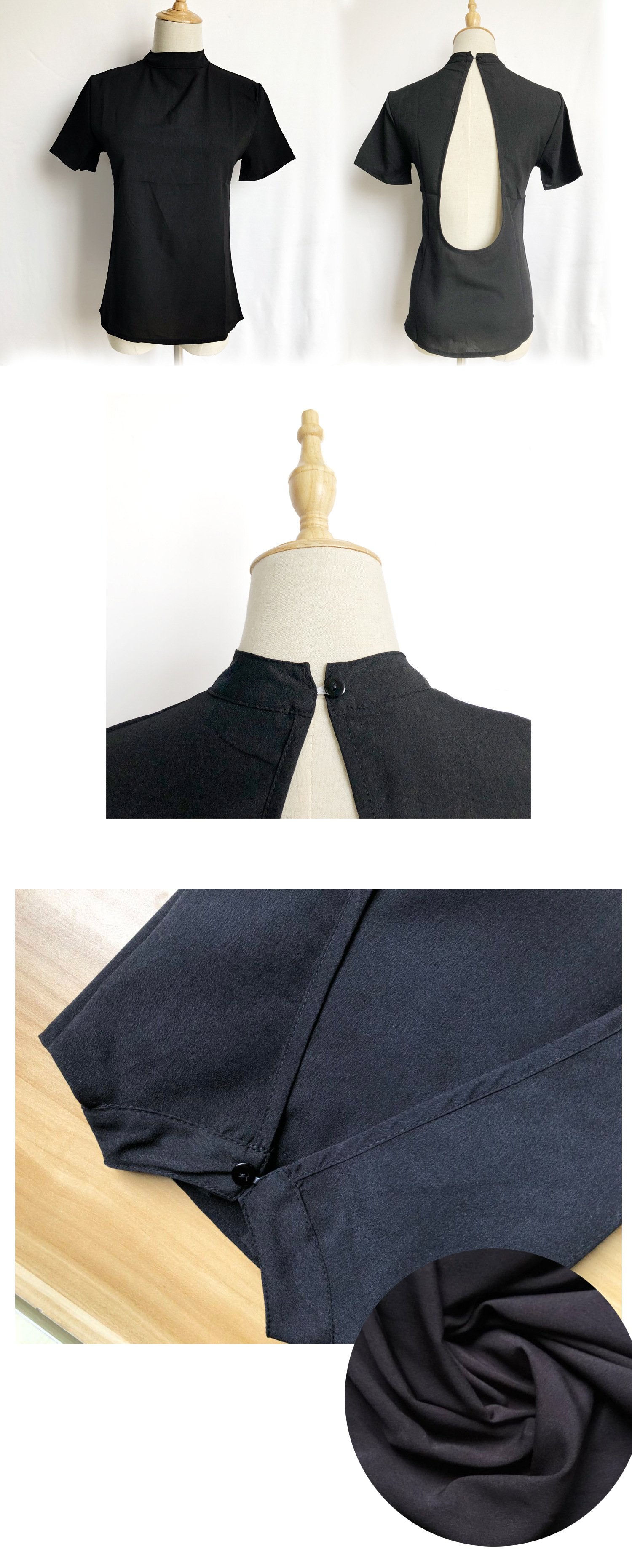 Halter Backless Short Sleeves Slim Sexy T-shirt