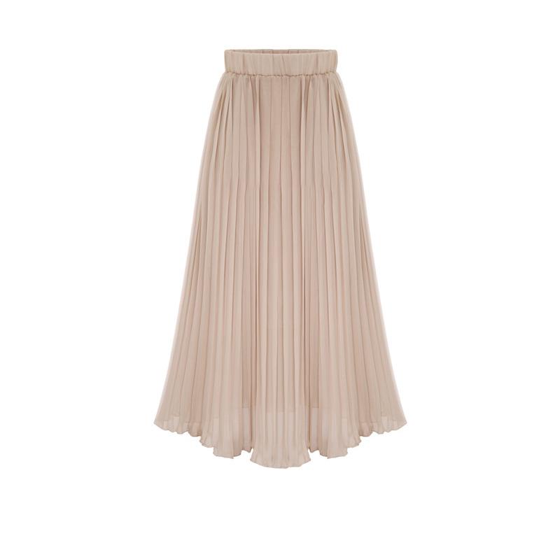 Pure Color Chiffon Pleated Big Short Skirt