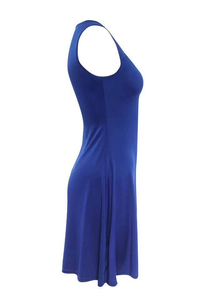 Clearence Square Solid Sleeveless Pleated Short Dress