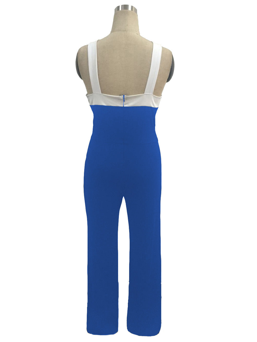Elegant Patchwork Brief Halter Long Sleeveless Jumpsuits