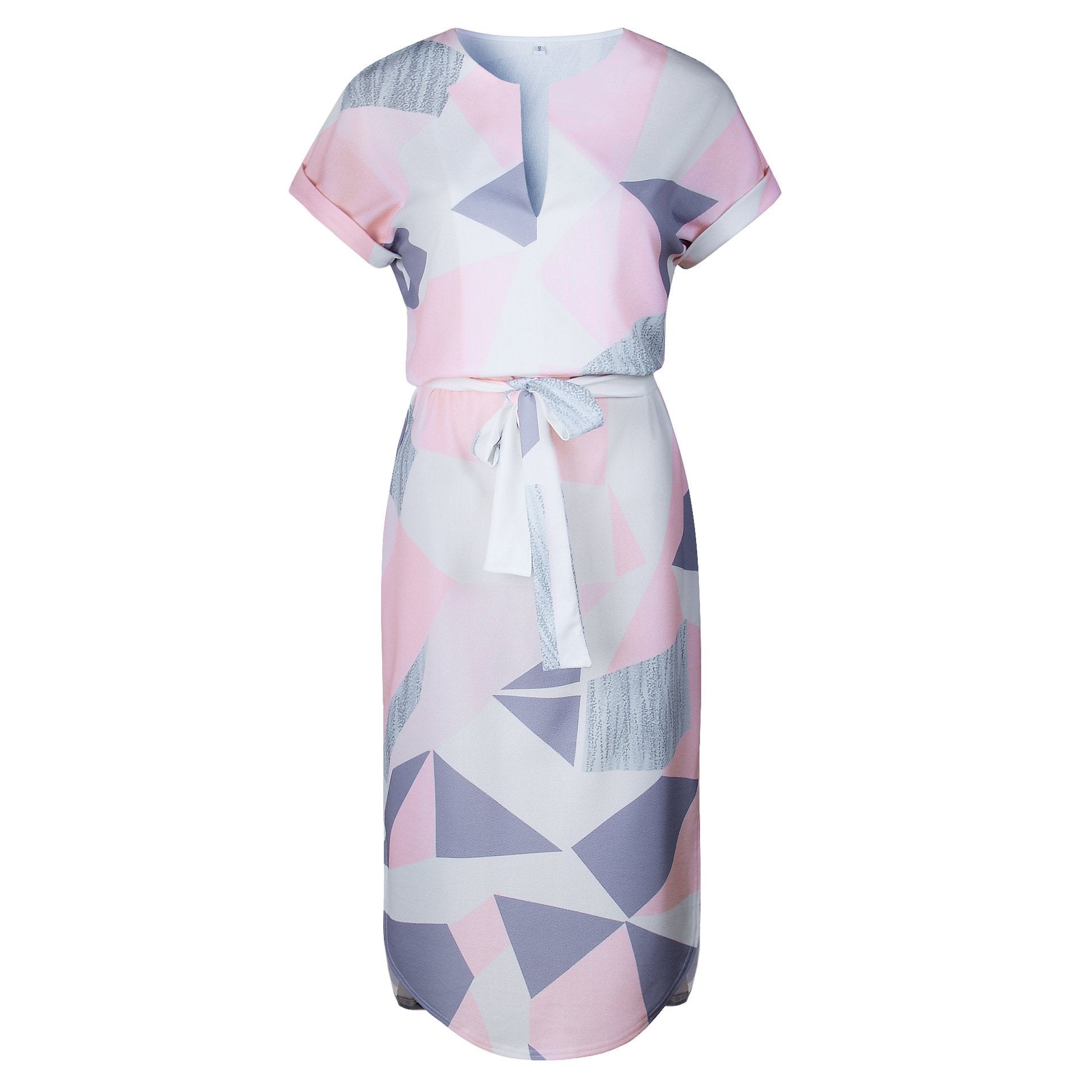 Sexy V-neck Print Irregular Knee-length Dress