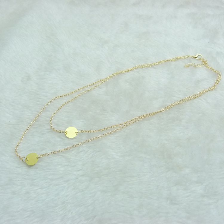 TRENDY WOMEN'S SOLID COLOR SEQUINS EMBELLISHED DOUBLE-DECK NECKLACE