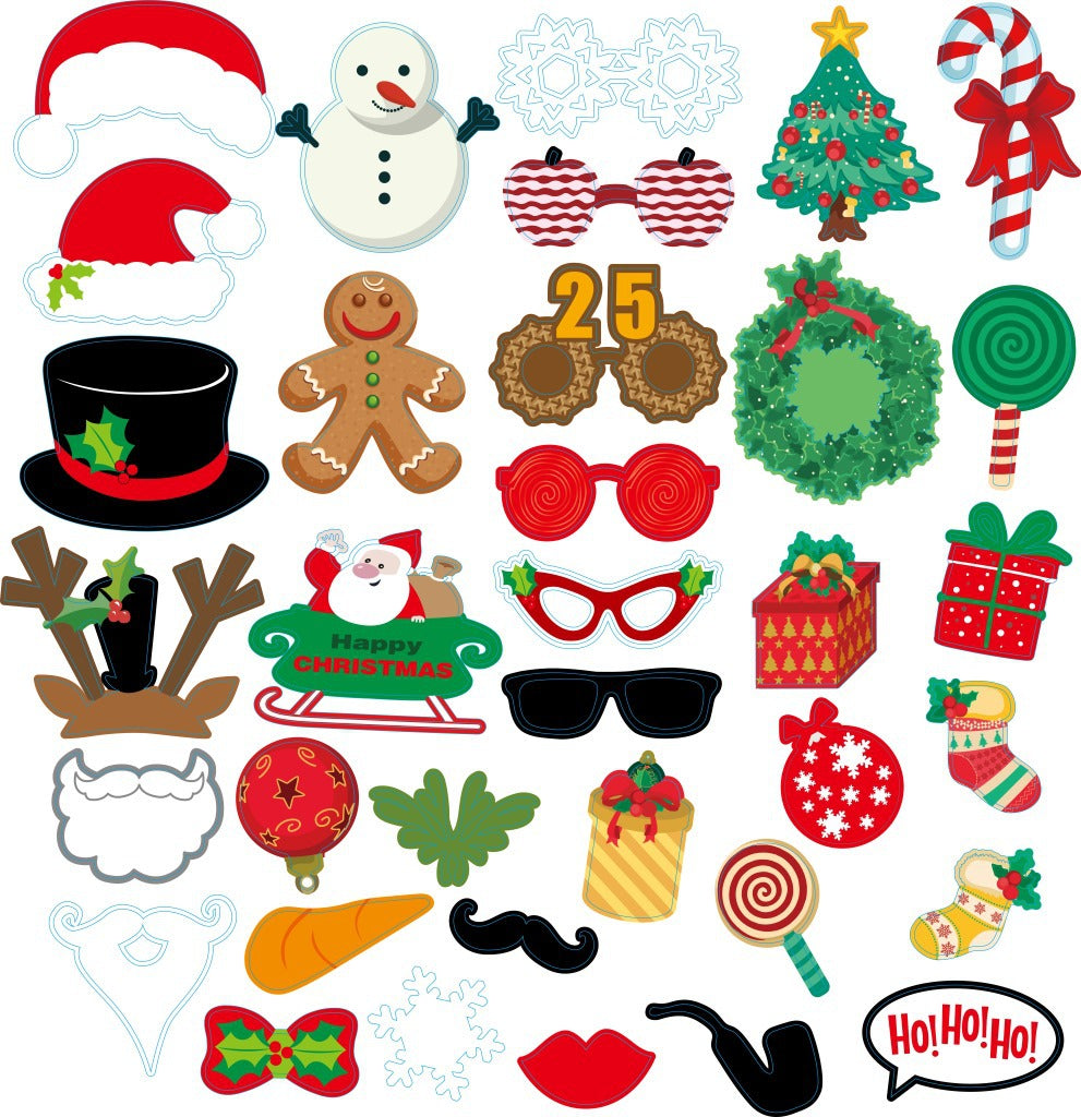 NEW FASHION 17PCS AND 47PCS DIY PROPS WEDDING MOUSTACHE LIPS CHRISTMAS PARTY MASK