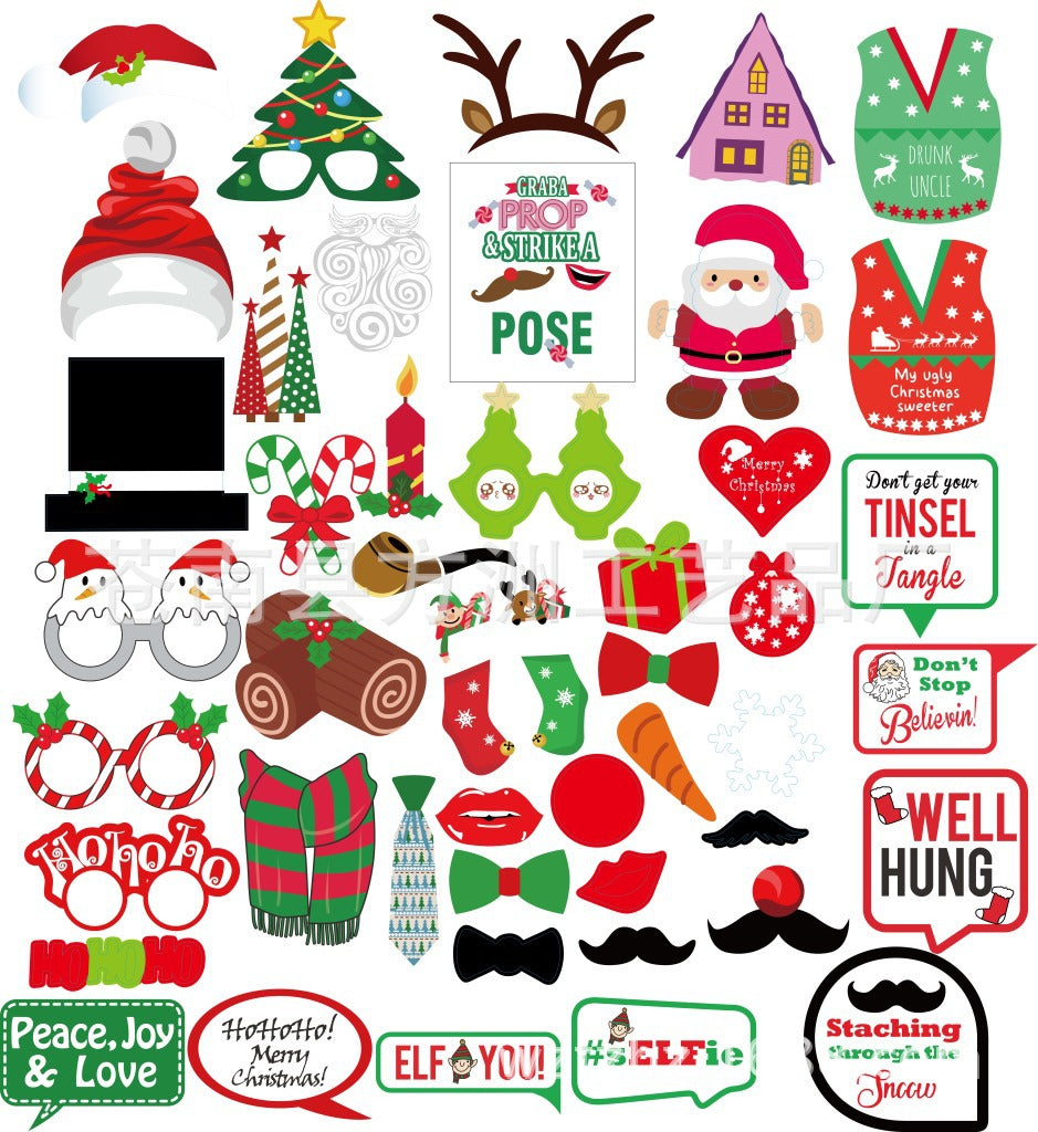 NEW FASHION 17PCS AND 47PCS DIY PROPS WEDDING MOUSTACHE LIPS CHRISTMAS PARTY MASK