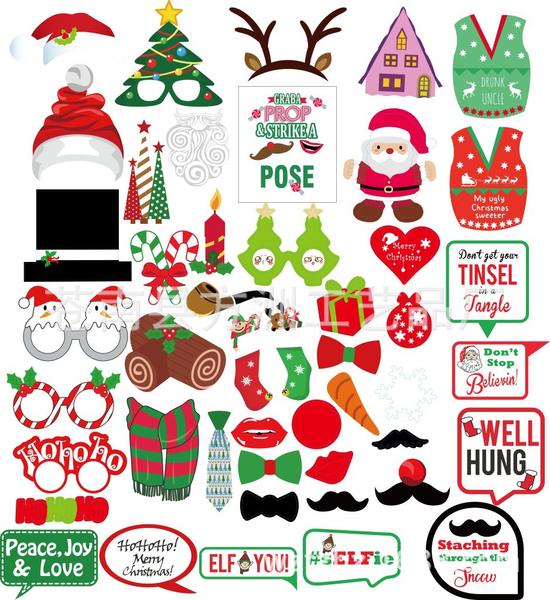 NEW FASHION 17PCS AND 47PCS DIY PROPS WEDDING MOUSTACHE LIPS CHRISTMAS PARTY MASK