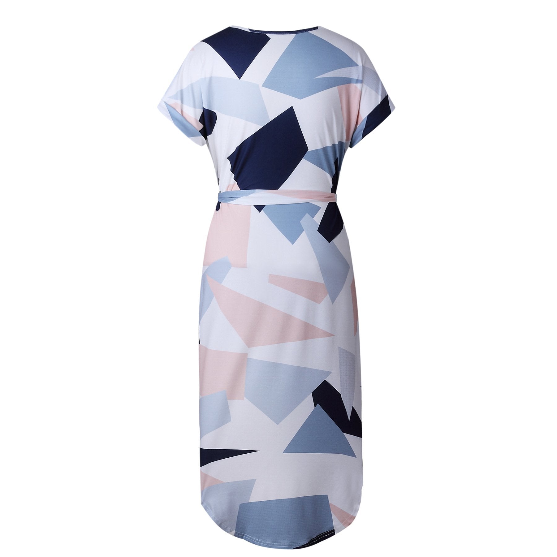 Sexy V-neck Print Irregular Knee-length Dress