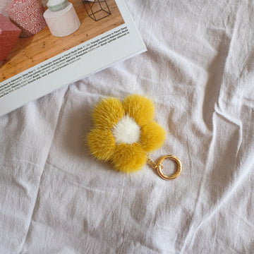MINK FUR CHERRY BLOSSOM PENDANT BAG ACCESSORY