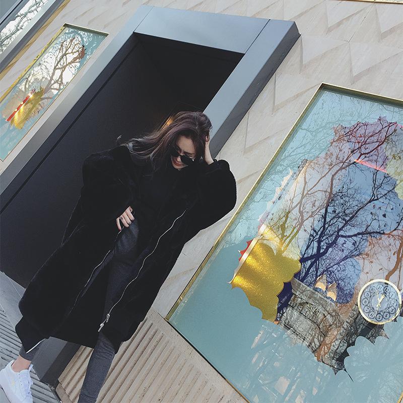 Warm Faux Rabbit Fur Solid Color Women Oversized Hooded Teddy Coat