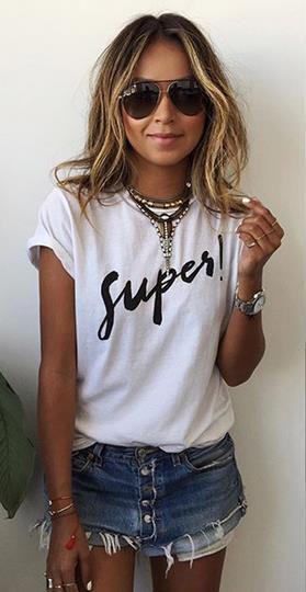 Short Sleeves Letter Print Scoop Casual T-shirt