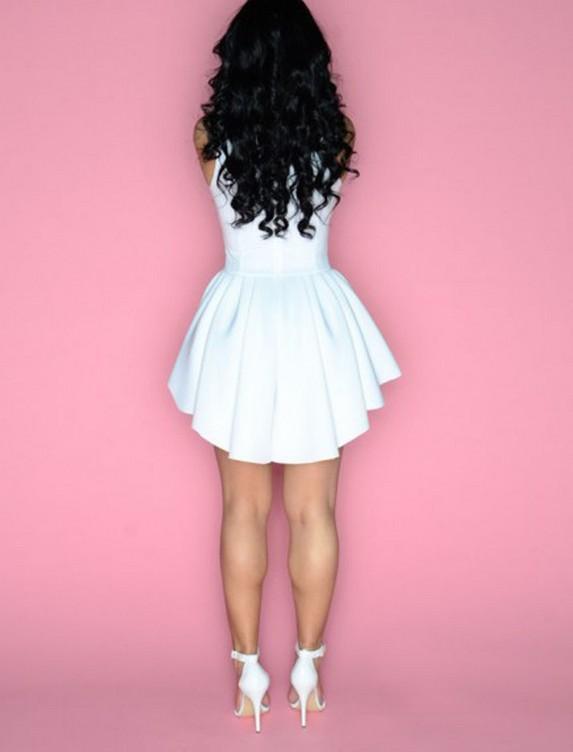 Sleeveless Falbala Scoop Short Sexy Dress