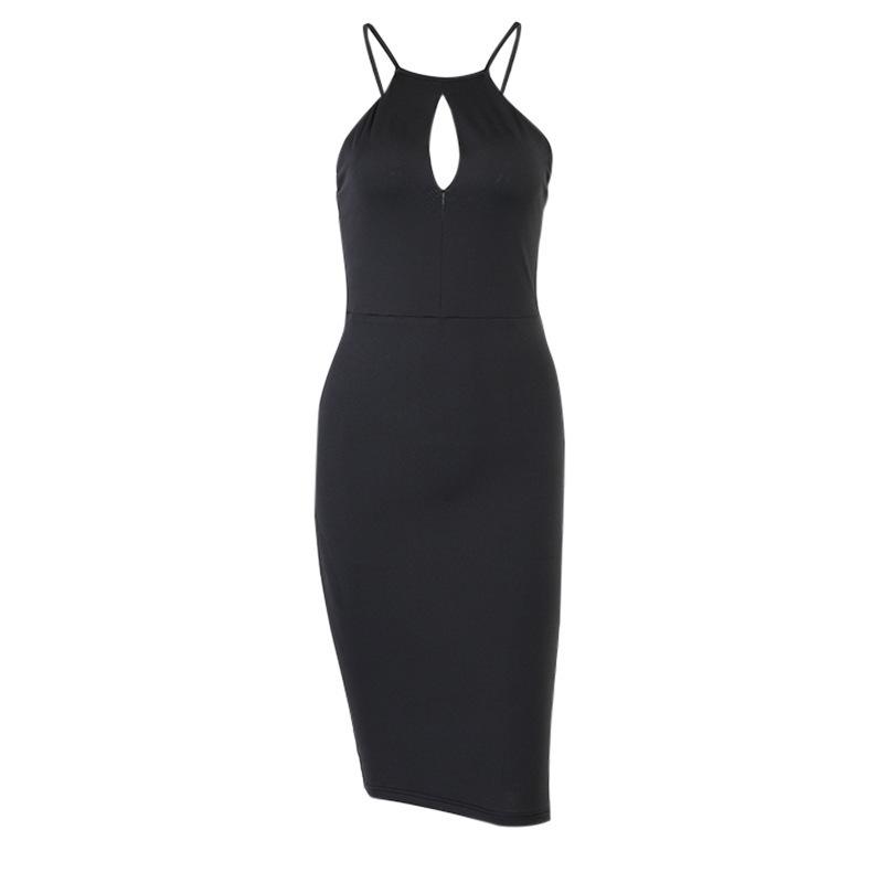 BLACKLESS HOLLOW OUT SUSPENDER BEACH DRESS