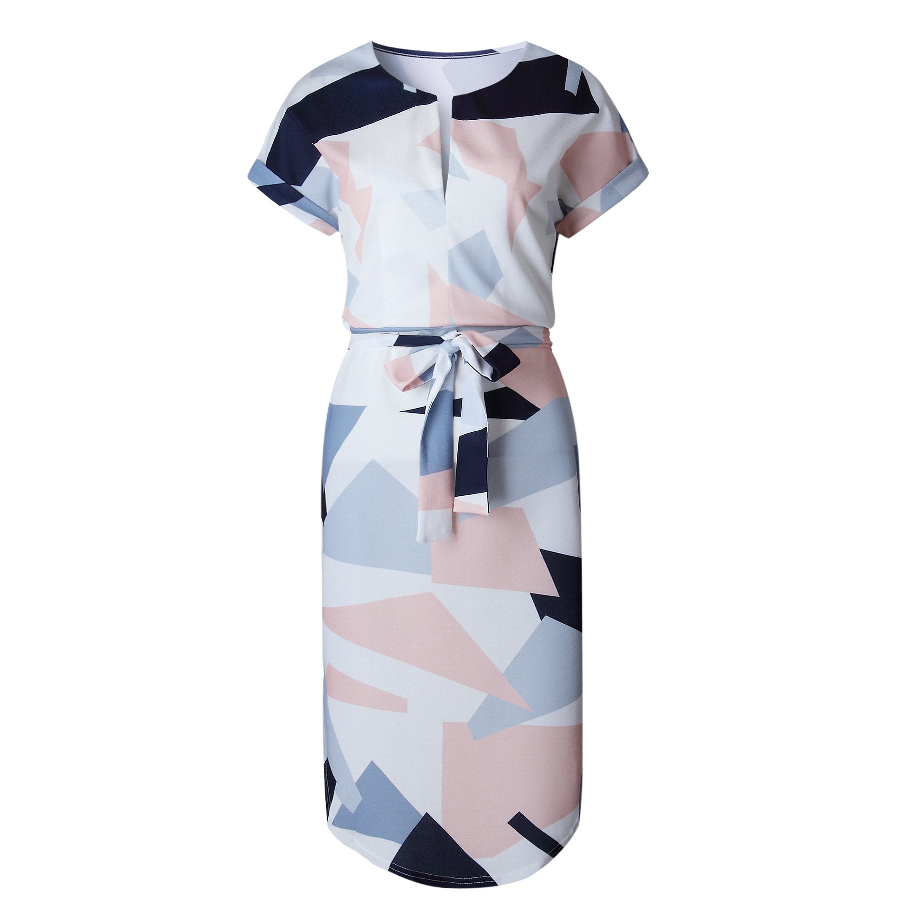 Sexy V-neck Print Irregular Knee-length Dress