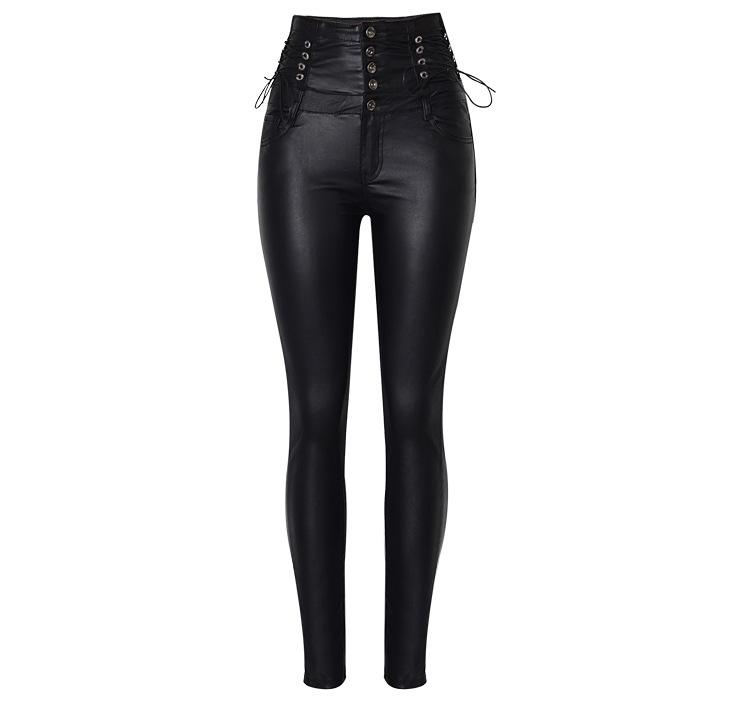 High Waist Buttons Packets Pure Color Slim Long Skinny Pants