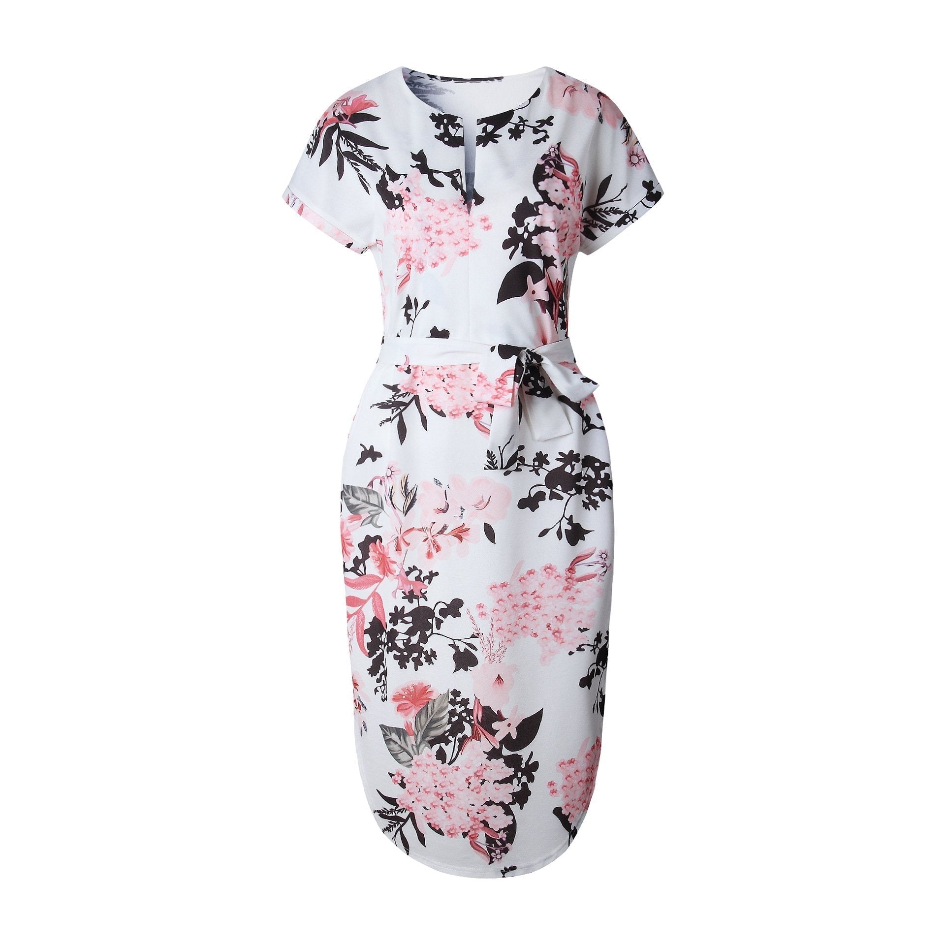 Sexy V-neck Print Irregular Knee-length Dress