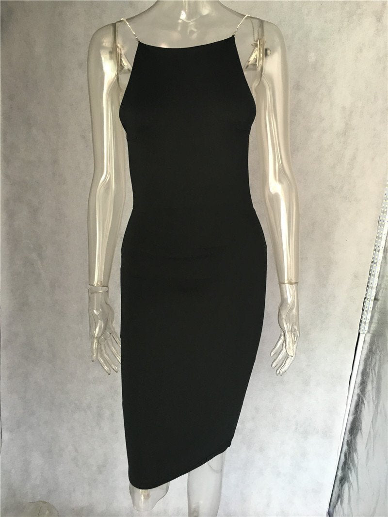 O-Neck Strap Backless Bodycon Casual Club Mini Dress