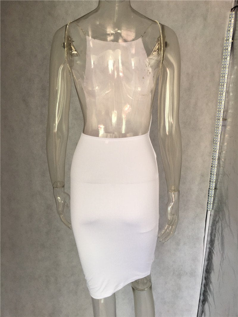 O-Neck Strap Backless Bodycon Casual Club Mini Dress
