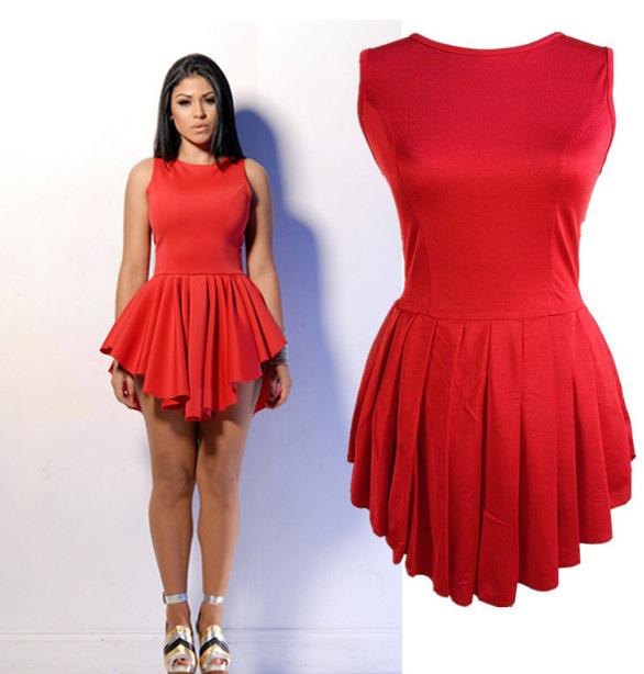 Sleeveless Falbala Scoop Short Sexy Dress