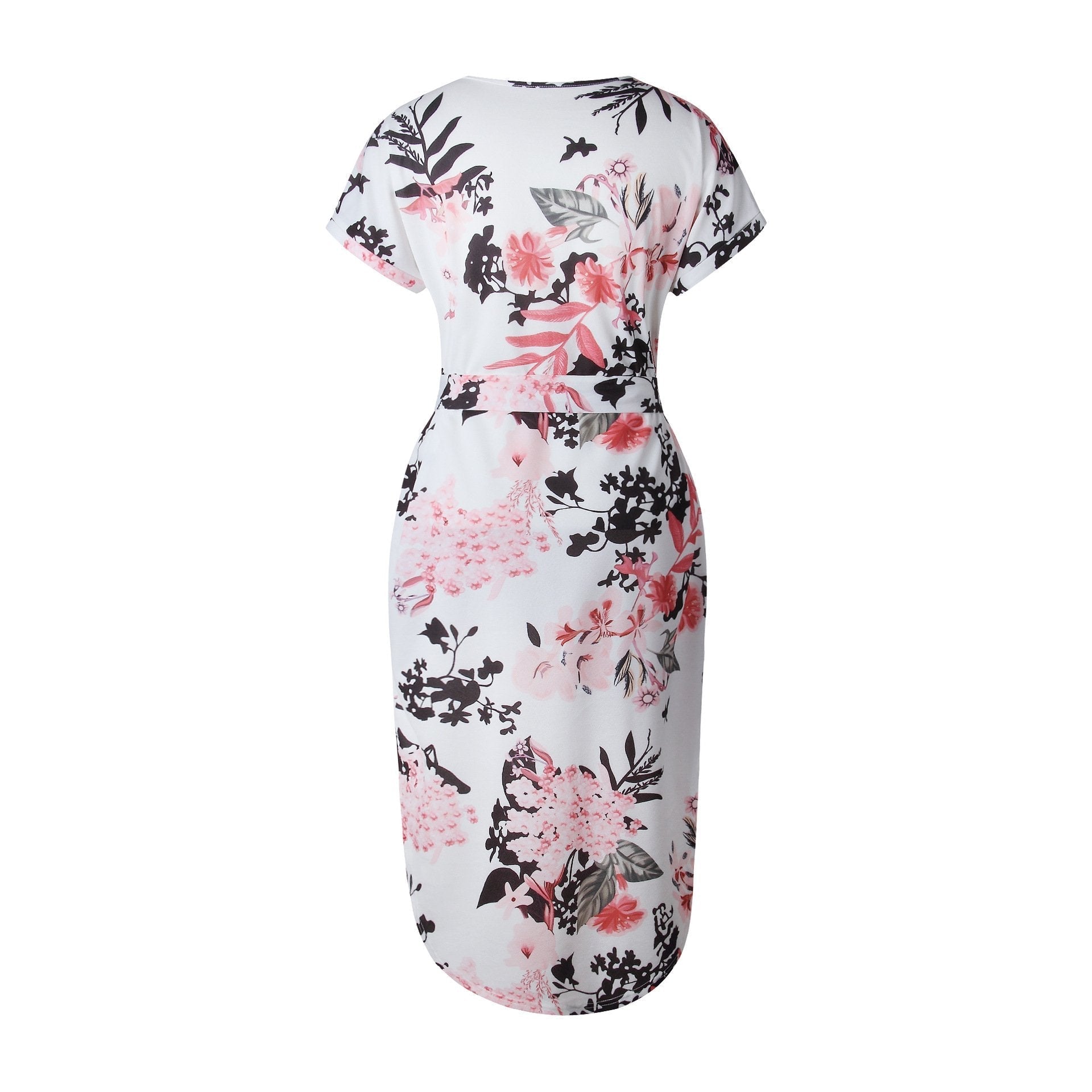 Sexy V-neck Print Irregular Knee-length Dress
