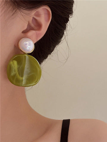 STATEMENT CONTRAST COLOR GEOMETRIC ACRYLIC EARRINGS ACCESSORIES