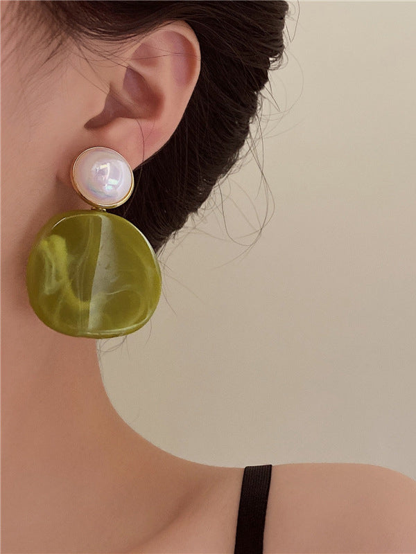 STATEMENT CONTRAST COLOR GEOMETRIC ACRYLIC EARRINGS ACCESSORIES