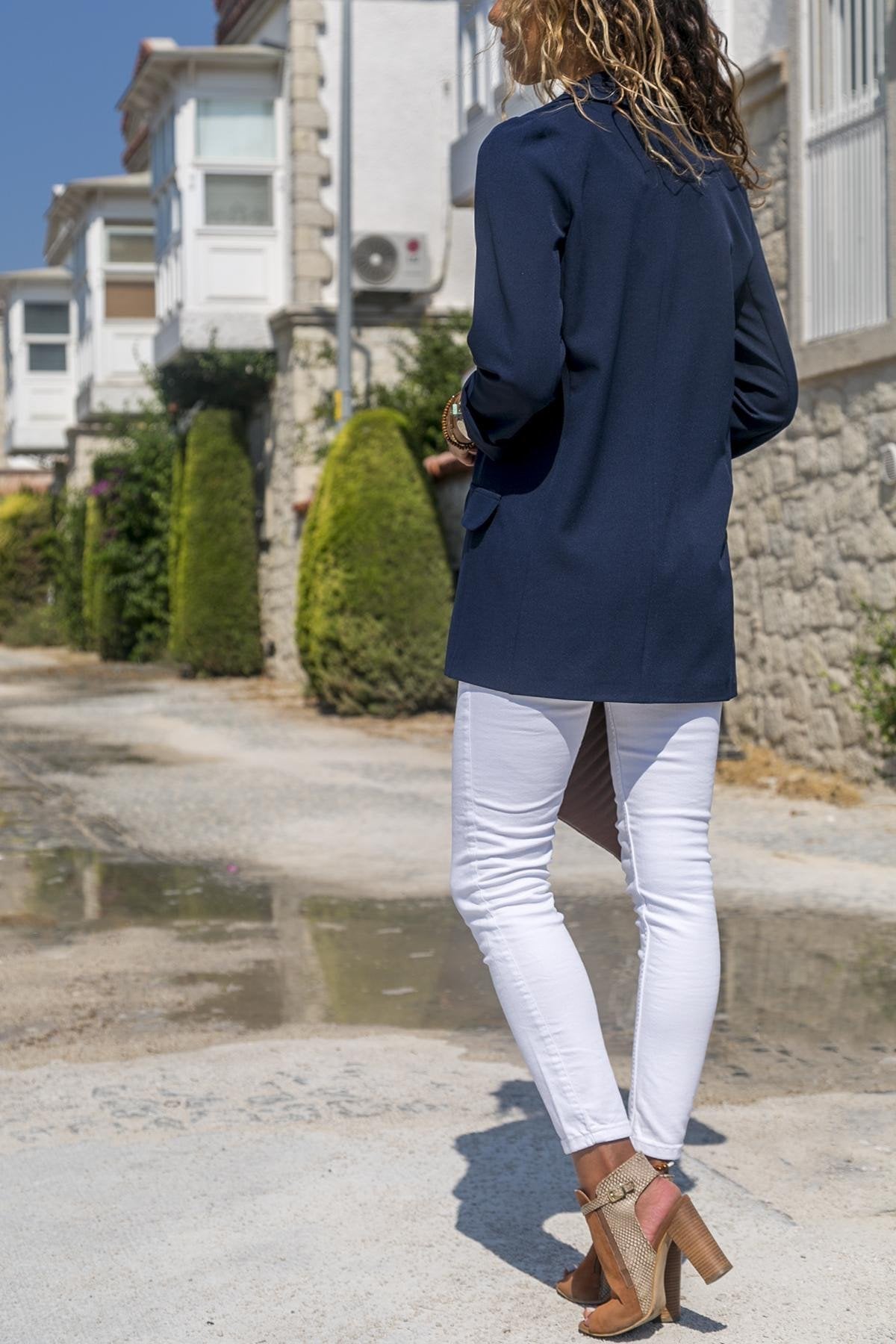 CANDY COLOR POCKETS LAPEL SLIM WOMEN BLAZER