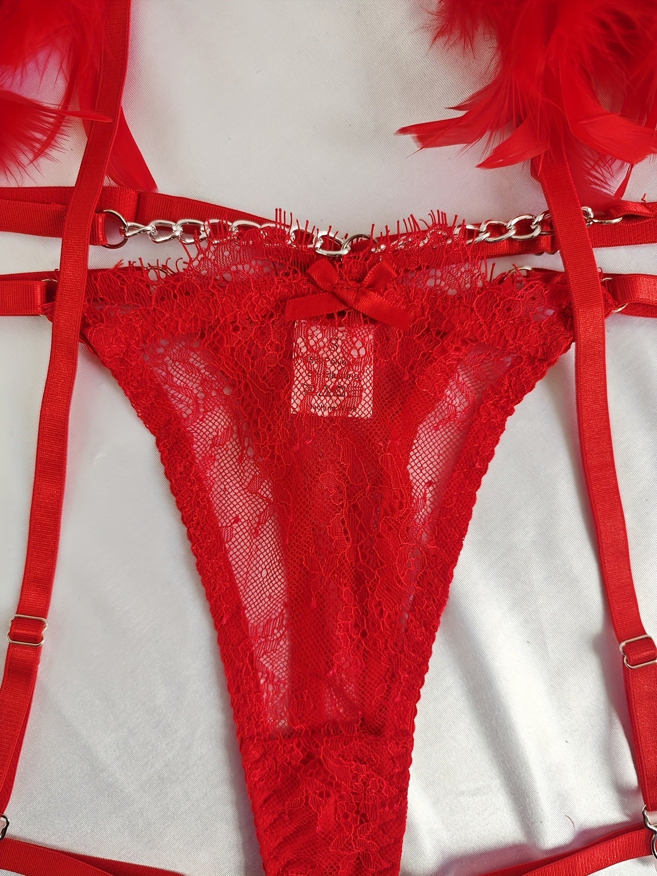 EUROPEAN AND AMERICAN FASHION LACE HOMEWEAR WITH CHAIN DETAIL SHEER BRA FOR WOMEN