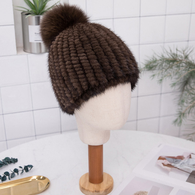 WARM MINK FUR HAT WITH EAR FLAPS - WINTER ACCESSORY