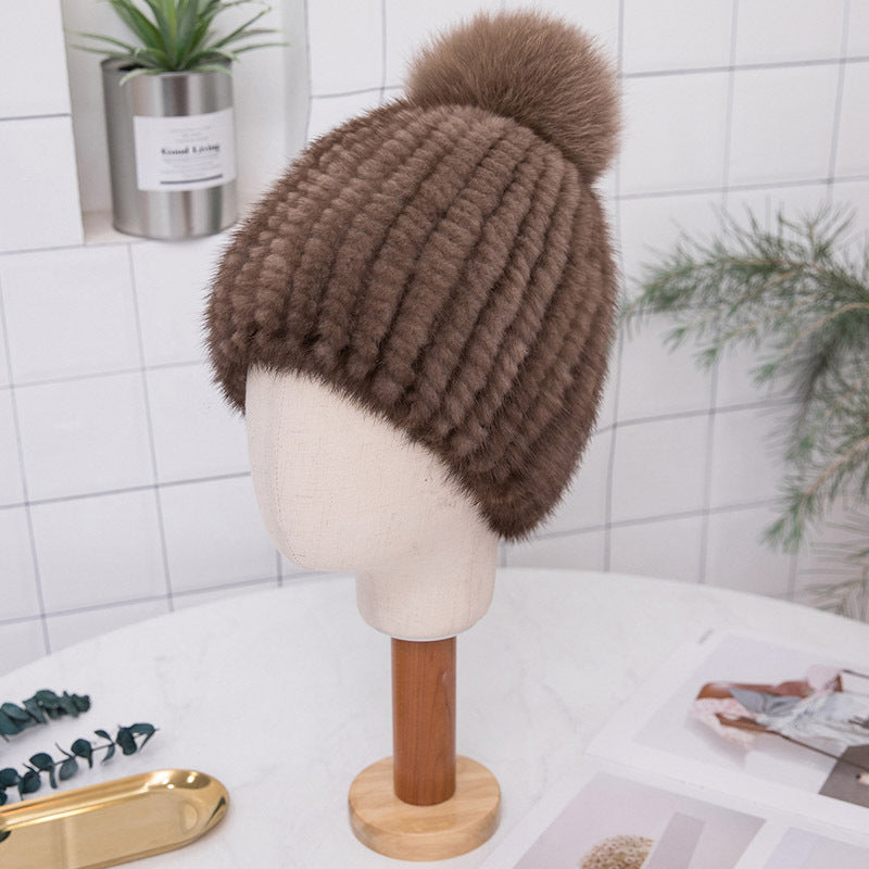 WARM MINK FUR HAT WITH EAR FLAPS - WINTER ACCESSORY
