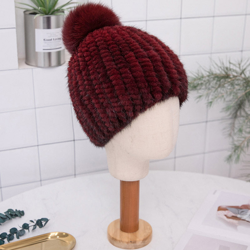 WARM MINK FUR HAT WITH EAR FLAPS - WINTER ACCESSORY