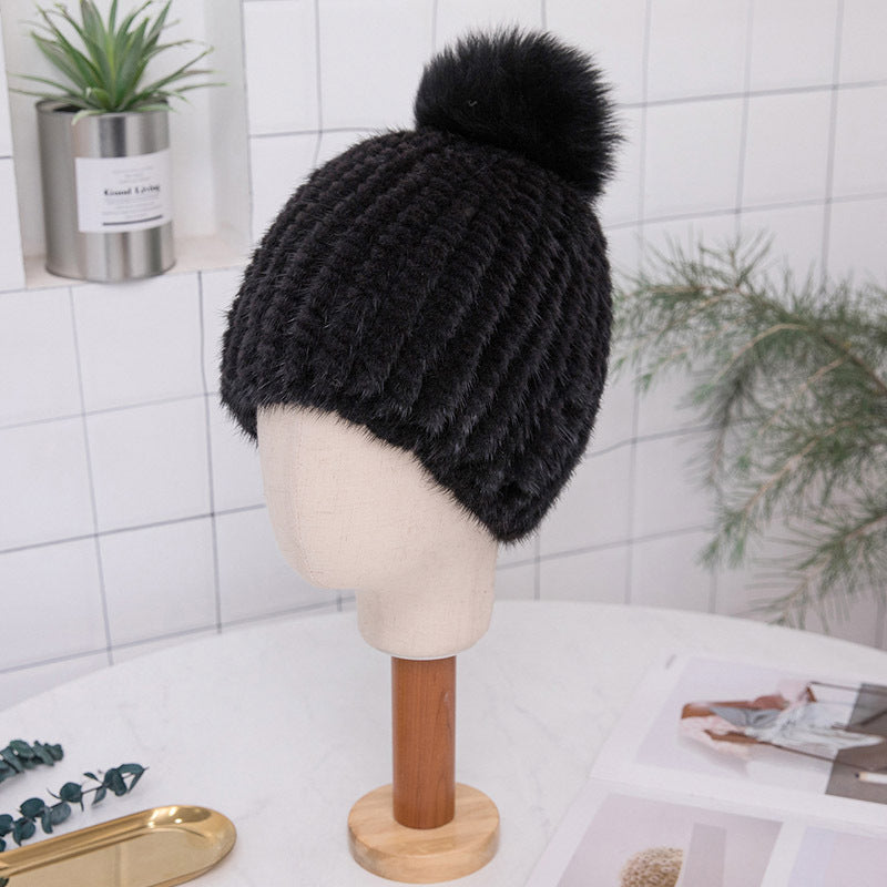 WARM MINK FUR HAT WITH EAR FLAPS - WINTER ACCESSORY