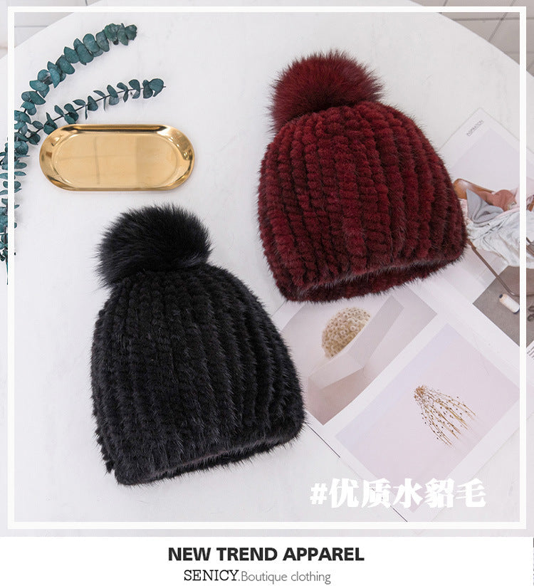 WARM MINK FUR HAT WITH EAR FLAPS - WINTER ACCESSORY
