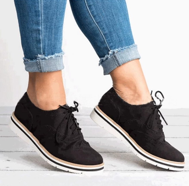 Suede Carving Ankle Straps Flats