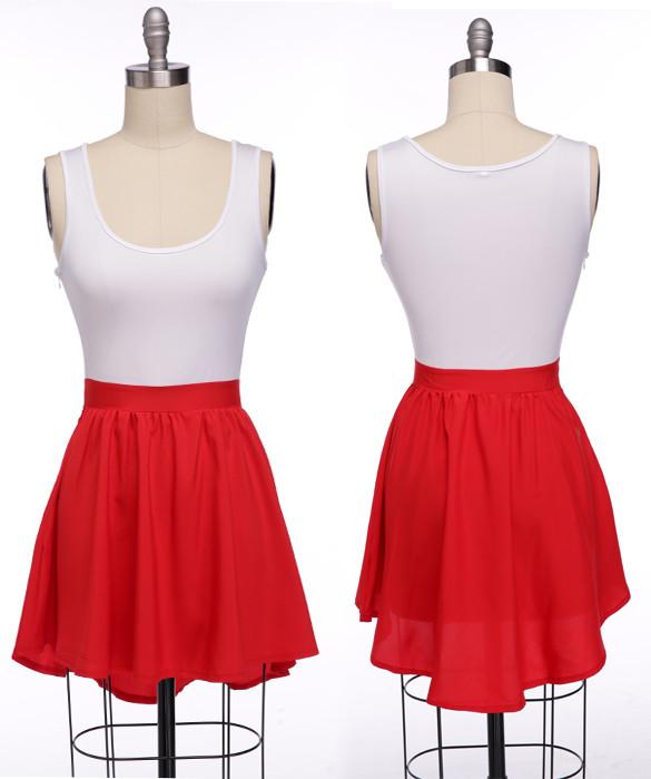 Splicing Color O-Neck Irregular Mini Dress