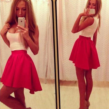 Splicing Color O-Neck Irregular Mini Dress