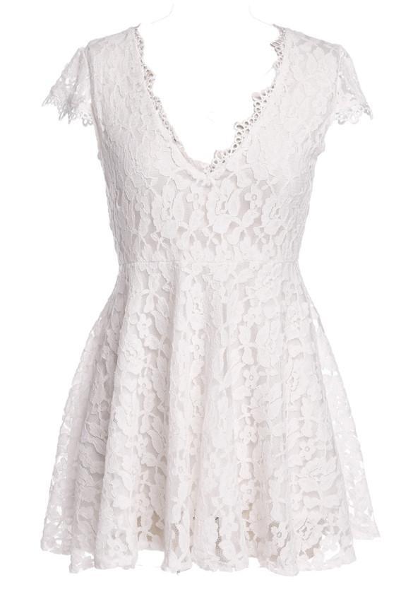 Women Lace V-neck Formal Evening Short Dress