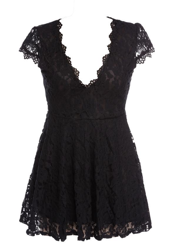 Women Lace V-neck Formal Evening Short Dress