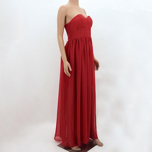 Strapless High Waist Maxi Chiffon Long Dress - MeetYoursFashion - 4