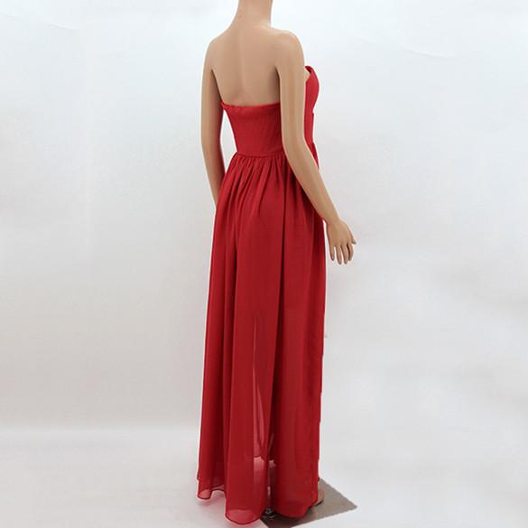 Strapless High Waist Maxi Chiffon Long Dress - MeetYoursFashion - 3