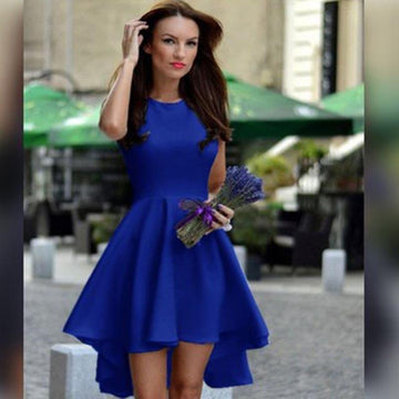 Pure Candy Color Irregular High Waist Short Dress