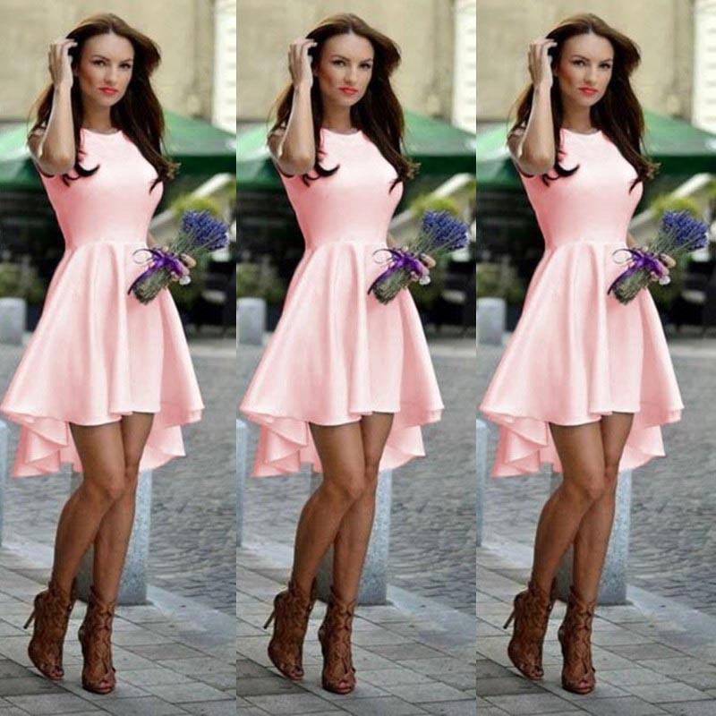 Pure Candy Color Irregular High Waist Short Dress