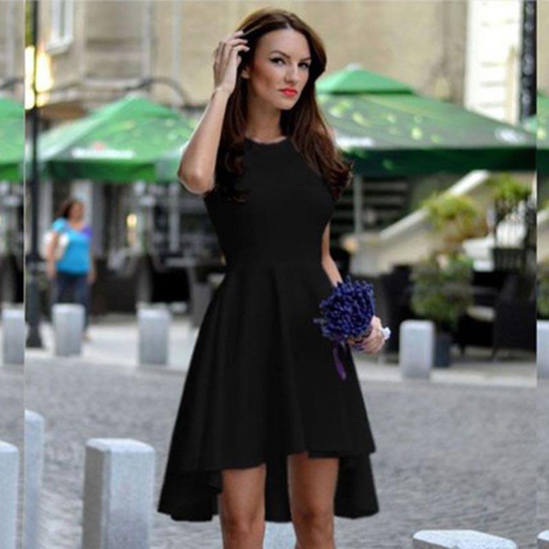 Pure Candy Color Irregular High Waist Short Dress