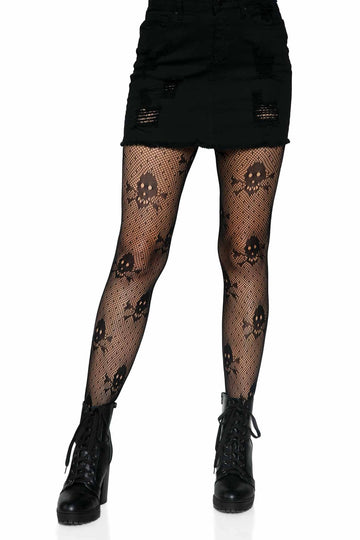 MICRO NET SKULL PRINT PANTYHOSE