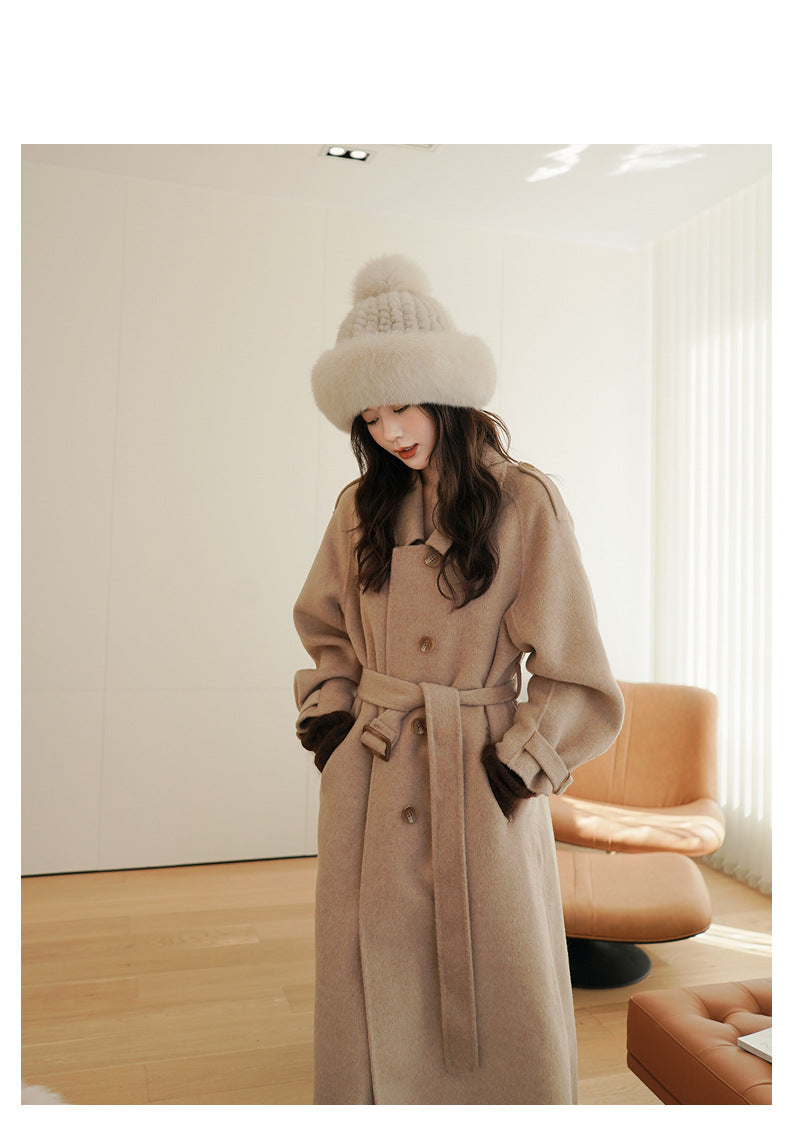 LUXURY MINK FUR HAT WITH BIG FOX POM POM