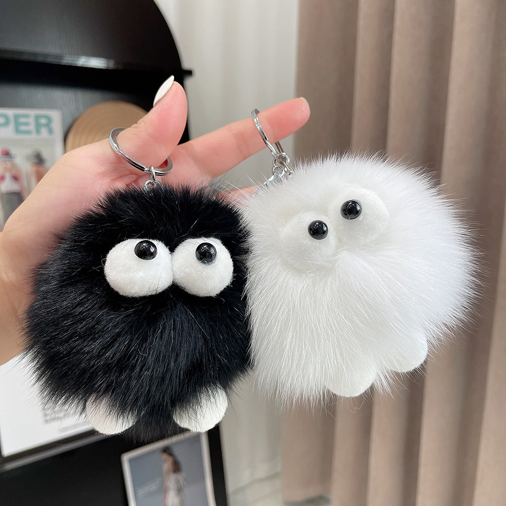 REAL FOX HAIR SMALL COAL BALL SPIRIT BOOKCASE ACCESSORY